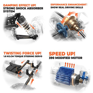 รถบังคับความเร็วสูง4X4 Off Road รถบรรทุกมอนสเตอร์ Rc Racing Car 16102 RC Car 1/16 38กม./ชม. พร้อมไฟหน้า LED - Product Image 6