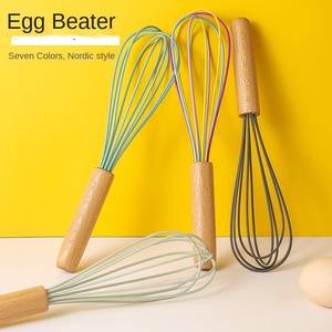 Nhà Máy Trong Kho 10-Inch Bằng Gỗ Xử Lý Của Nhãn Hiệu Bánh Cream Maker Nhào <span class=keywords><strong>Mixer</strong></span> Silicone Trứng Beater - Product Image 3