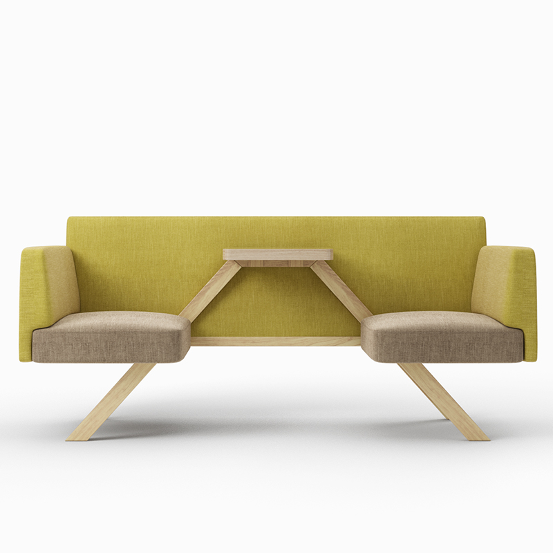 Two-seater sofa with armrests