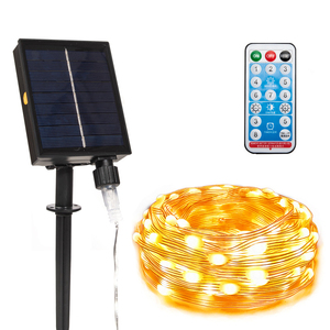 屋外33ft 100LED 8モードRFリモート防水ソーラーストリングライトPVCコーティングソーラーパワー装飾フェアリーライト - Product Image 1