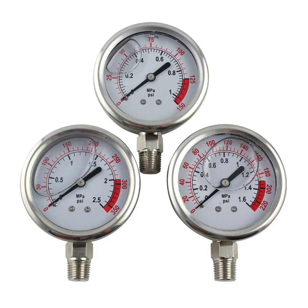 Glycerine Filled Pressure Gauge Oil Filled Manometer Hydraulic Water Air Pressure Gauge