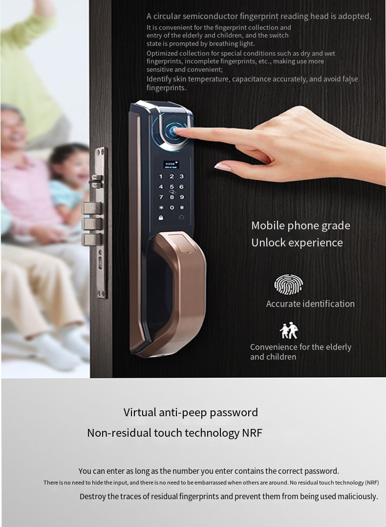 Intelligent door lock hierarchical smart management touch sensing unlocking record multiple verification safety fingerprint lock