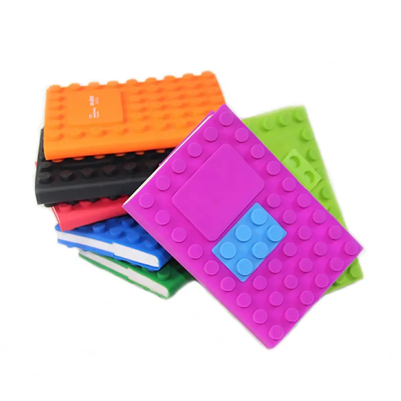 कस्टम रंगीन ब्लॉक डिजाइन A6 आकार जर्नल 100 चादरें भीतरी पृष्ठों के साथ स्थिर सिलिकॉन डायरी नोटबुक