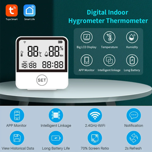 Termômetro inteligente tuya com tela <span class=keywords><strong>lcd</strong></span>, <span class=keywords><strong>sensor</strong></span> de temperatura e umidade para o lar ou para o crescimento da planta com <span class=keywords><strong>wifi</strong></span>, alta precisão, higrômetro