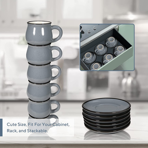 Upclay 2.8 ons Demitasse kupası Espresso kahve fincanları ve altlık türk kahve fincan seti 6 - Product Image 2
