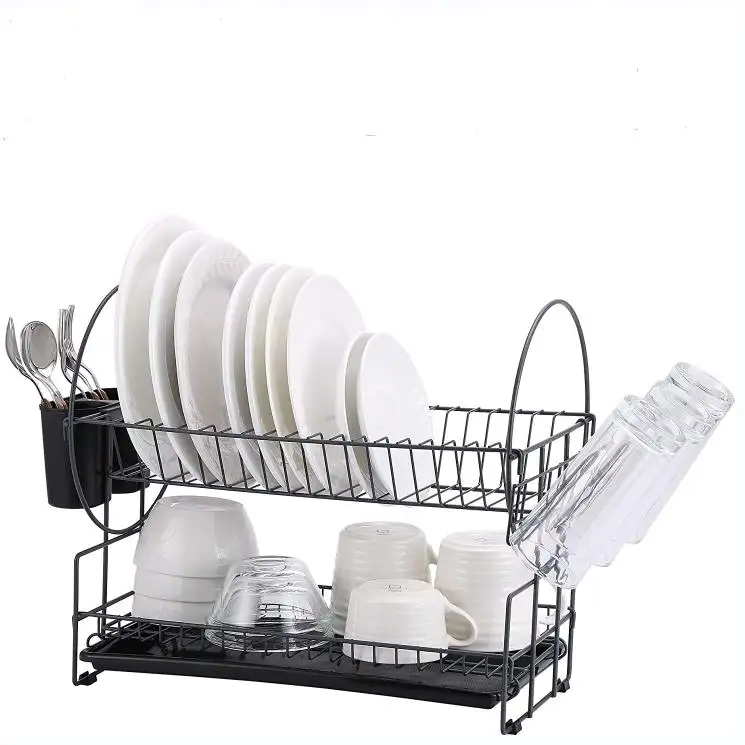 Victory Factory The Hot Sale Creative Bowl and Plate Double Layer Storage Racks 2 Tier Stainless Steel Dish Drainer Rack