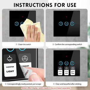 Englisch Touch Switch Muster Aufkleber Formulierung Etikett mit Klebstoff für Eu Us Brasilien Smart Button Push Wall Wifi Lichtsc halter - Product Image 6