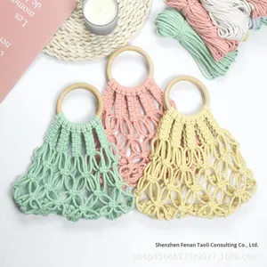 25 tahun baru benang katun Net tenunan tangan gaya Bohemian tas potong DIY Tutorial Video tenun detail tas bahan buatan tangan - Product Image 4