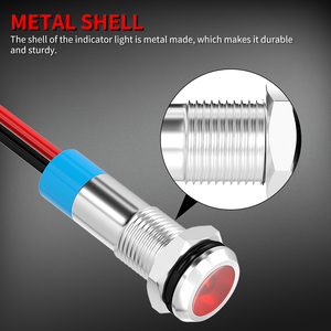 6MM <strong>LED</strong> Indicator Light <strong>12V</strong> Waterproof Metal Indicator Light 1/<strong>4</strong>&quot; Flat Head Pilot Panel Mount Indicator Light With Wire for Car - Product Image 4