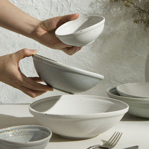 Di alta qualità Design nordico ecologico lavabile in lavastoviglie Hotel offre una ciotola di Ramen in ceramica bianca blu irregolare - Product Image 1