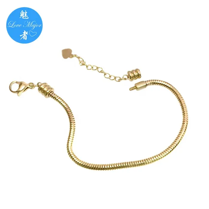 Fashion 18K Gold Plated Snake Chain Stainless Steel Jewelry Bracelet for Finding Mounting