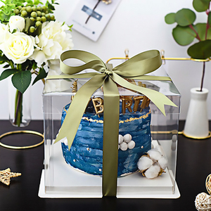 Y41 Wholesale Luxury White Clear Round Square Tall Transparent Cake <strong>Box</strong> <strong>Pet</strong>/PVC Wedding Birthday Party Gift <strong>Box</strong>