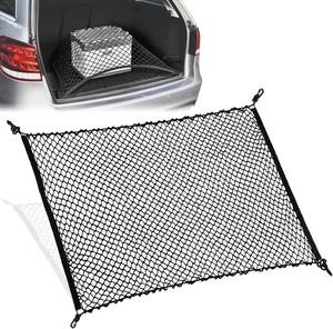 Rete a rete nera ad alta elasticità 80x80cm per rete da carico per bagagliaio con ganci - Product Image 1