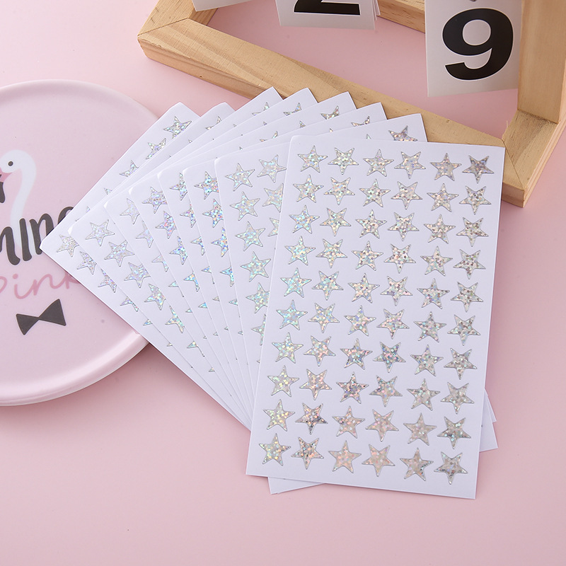 Laser silver stars-60 stickers