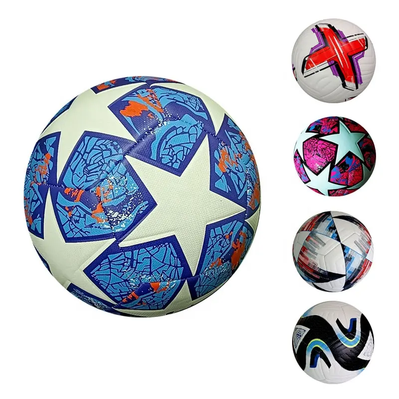 Wholesale Soccer Football Game Match High Quality PU PVC Leather Footballs Custom Logo Printed Professional Size 5 Soccer Balls