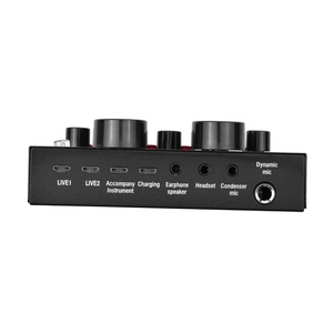 ライブストリーミング用の複数のサウンドエフェクト内蔵充電式バッテリーを備えた外部オーディオミキシングサウンドカードUSBオーディオインターフェース - Product Image 6