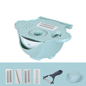 Popüler mutfak çok fonksiyonlu parçalayıcı islak meyve drenaj sepet bıçak kesici manuel 7 in 1 sebze dilimleyici rende - Product Image 4