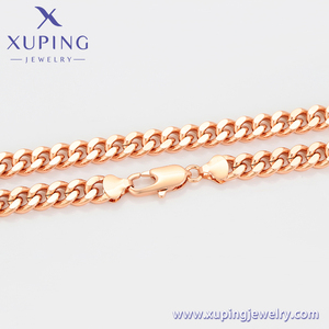 A00912648 xuping Jewelry Classic Cool Personality Design Cuban Thick <strong>Chain</strong> Button <strong>Chain</strong> Rose Gold Necklace