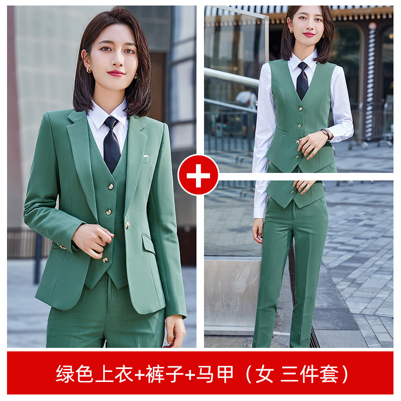 Blazer vert femme + gilet + pantalon
