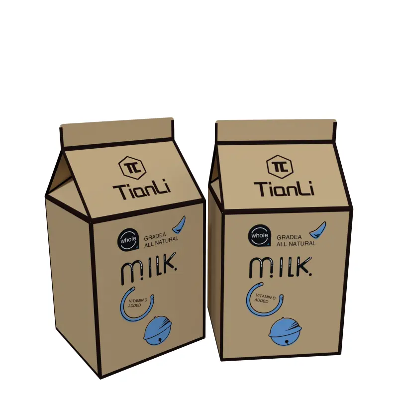 Özel Logo taze süt ambalaj kutusu gıda tek kullanımlık nakliye kutuları zeytinyağı aperatif çatı kağit kutu