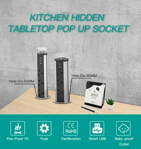 60MM UK Power Outlet Pop up <strong>Sockets</strong> Extension <strong>USB</strong>-C Tower <strong>Socket</strong> / Recessed Hidden Power <strong>Socket</strong> for Kitchen Worktops Desktop Hom - Product Image 6