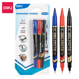 Deli EU201-MT yağlı küçük çift uçlu işaretleyici kalem kalınlık anahat sanat ekspres lojistik işareti su geçirmez solmaz - Product Image 1