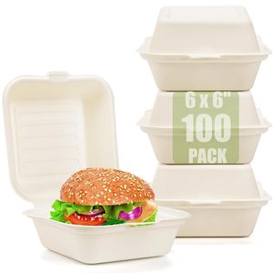 100% ย่อยสลายได้ทางชีวภาพ CT4 lonchera ย่อยสลายได้ Hecha de bagazo de Cana de azucar Para hamburguesas contenedor de alimentos - Product Image 6