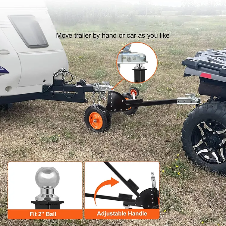 JH-Mech Trailer Mover with Pneumatic Tires and Universal Wheel Adjustable Dolly Truck Trailer for Moving Car RV Trailer