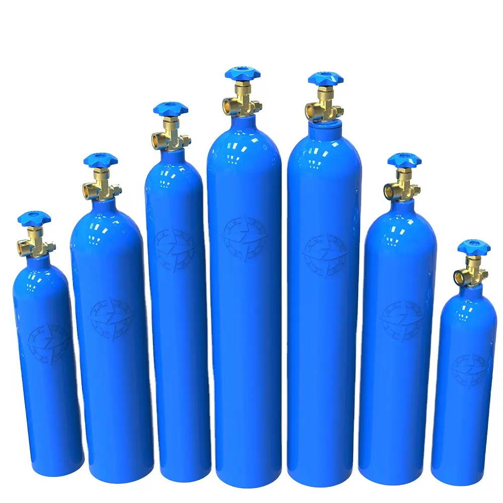 Cilindro de Gas sin costuras de aleación de aluminio, cilindro de argón/nitrógeno/CO2/oxígeno/xenón/helio