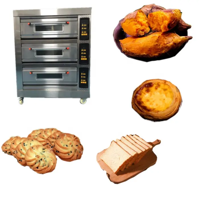 Fully automatic 3 decks 9 trays electric oven bakery roast chicken pizza oven gas bread cake roaster gas oven for baking price