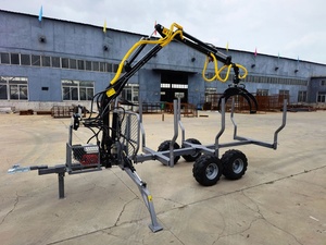 Rimorchio in legno usato con gru efficiente macchine forestali agricole per il trasporto e il sollevamento alimentato da motore a benzina - Product Image 3