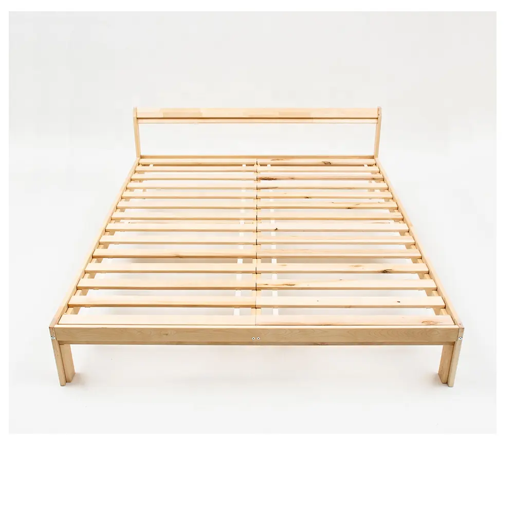 Base de cama de abedul macizo "Neiden" para 1 persona 1400*2000mm 33 kg/Base de cama de marco de madera natural para dormitorio