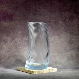 Ins Popular Sail Drink Glass <strong>Cup</strong> 500ml Stripe <strong>Horn</strong> Drinking Glass <strong>Cups</strong> for Juice/Sparkling Water/Beverage - Product Image 4