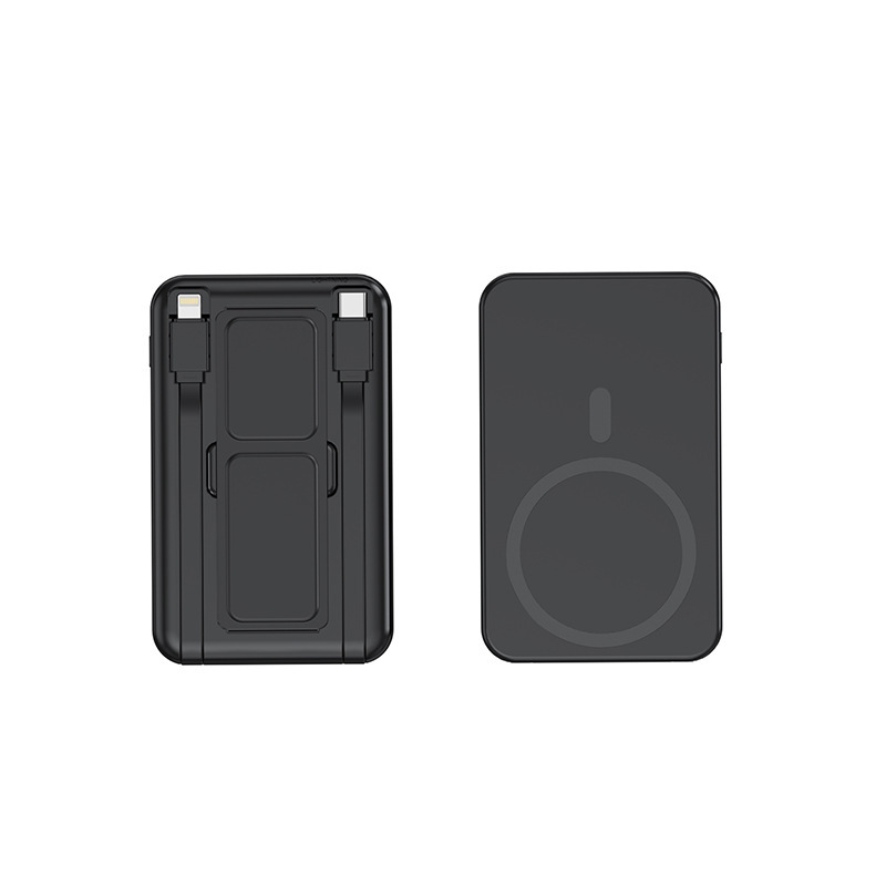 Black-15w wireless charger + 225w built-in cable