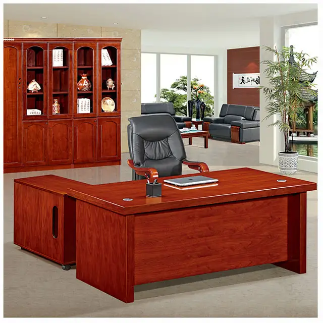 Hot Sale Office Furniture Executive Office Table for Headmaster CEO High Quality Wooden Office Table with Cabinet