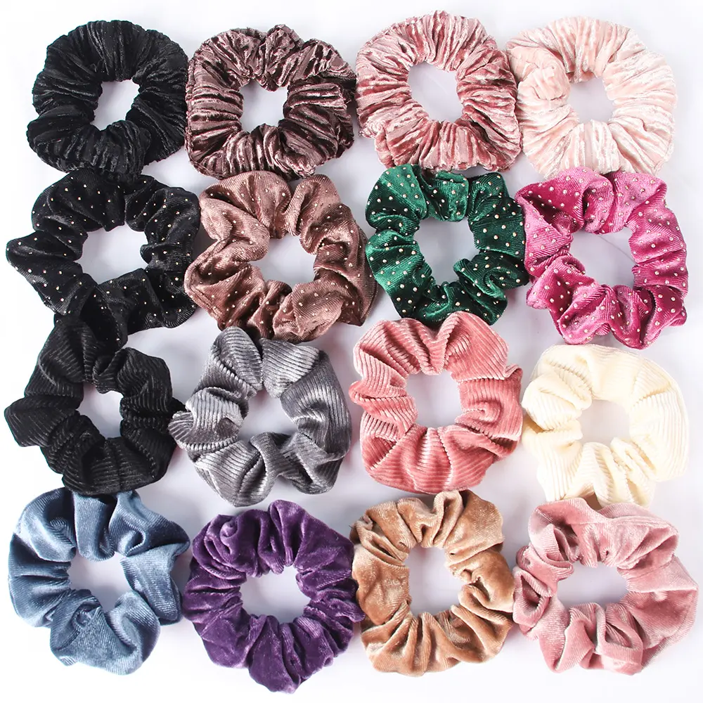 Cintas elásticas de terciopelo para el pelo para mujer y niña, diademas de lunares, coletero, lazos para el pelo, accesorios para el cabello de invierno baratos, moda