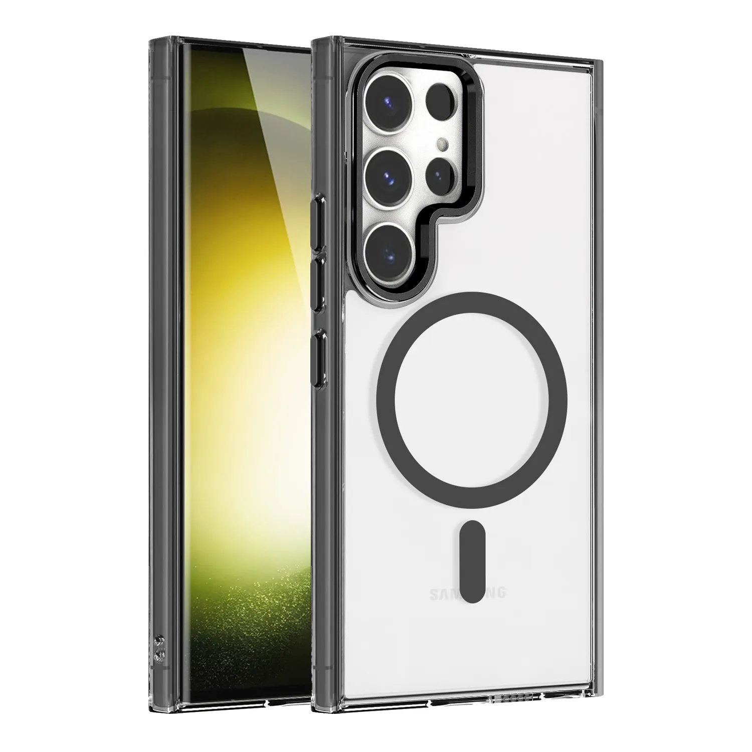 Funda de teléfono transparente colorida magnética para Samsung S24 Ultra iPhone 15 Pro Max 14 Plus 13 12 11 HUAWEI Mate 60 Pro