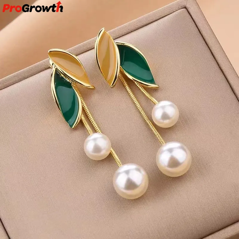 925 Silver Needle Earrings Alloy Imitation Pearl Heart Sweet Tassel Korean Jewelry Fashion Design Stud Earring Ear Drop Huggies