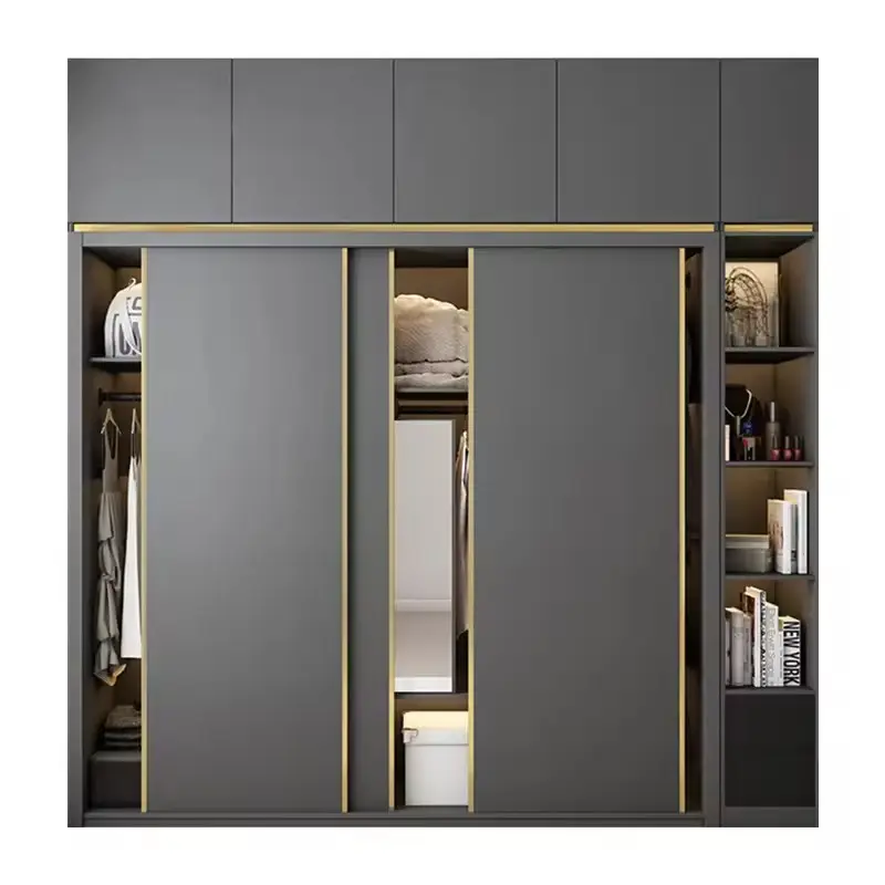 Nouvelle lumière luxe nordique moderne Simple grande armoire assemblée ménage porte coulissante armoire chambre meubles meubles de maison