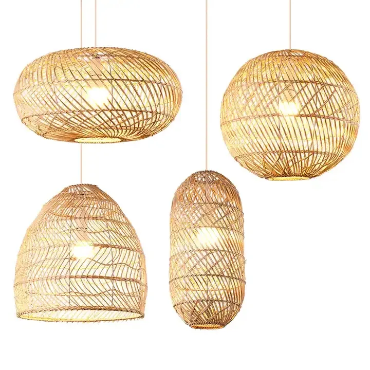 Потолочный светильник из ротанга, люстра, светильник ручной работы, бамбуковый подвесной светильник