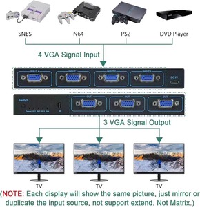 4X3 VGA Splitter&amp;Switch Box with Remote <strong>4</strong> <strong>Input</strong> 3 <strong>Output</strong> - Product Image 6