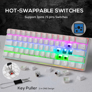 Teclado LED 60% al por mayor tipo C RK 61 teclas mini 2,4 OEM 60% RGB hotswap retroiluminado recargable rk61 Teclado mecánico Gaiming