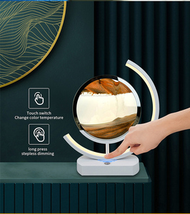 3D dinamik ay şekli dairesel LED Quicksand ışık oturma odası ofis masaüstü kolye masa lambası - Product Image 6
