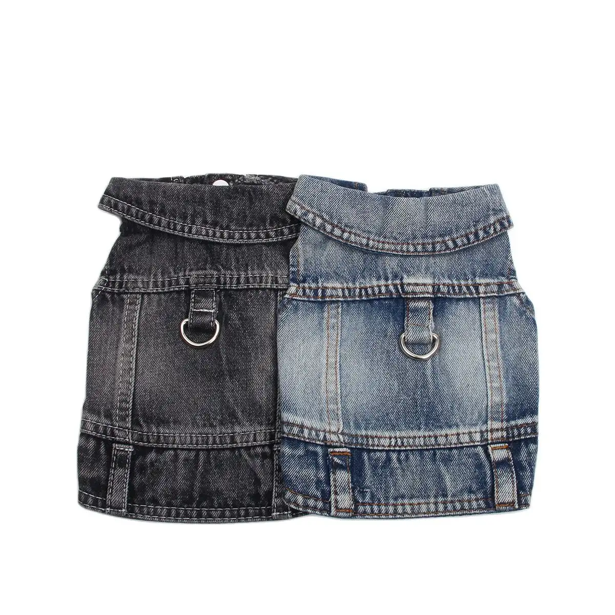 Animali domestici cani giacca di jeans con gilet di jeans trainabile con anello a D per cucciolo di gatto abbigliamento primavera estate abbigliamento