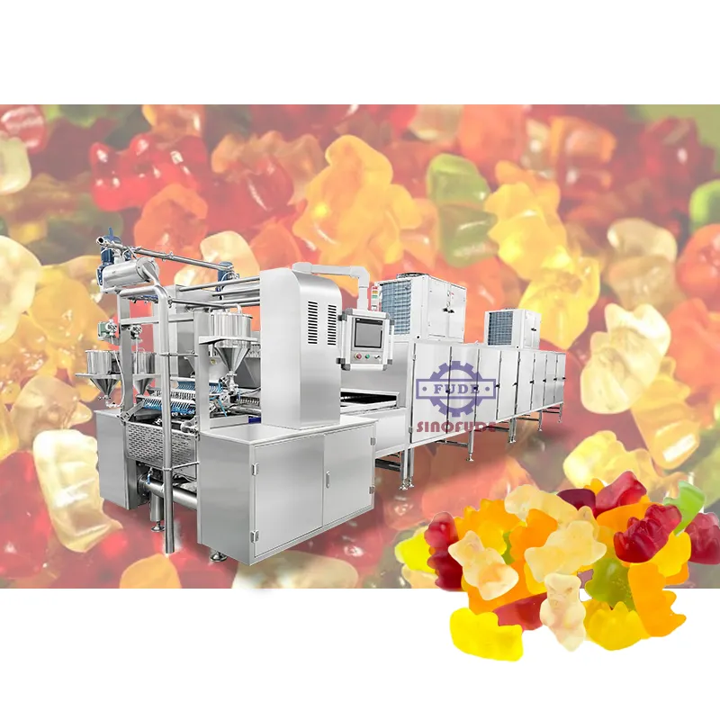 Máquina automática de dulces de vitamina gummy, pequeño y de alta calidad, vinagre de sidra de manzana, línea de fabricación de gomitas para fábrica de dulces