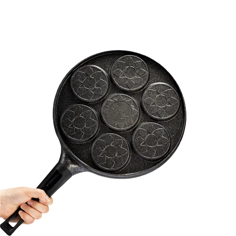 Bandeja para panqueques con 7 planchas antiadherentes únicas para desayuno y fácil limpieza Smiley Pancake Pan