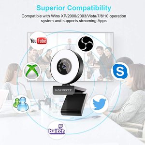 Venta al por mayor multi aplicación 1080P 2K HD Webcam PC USB Video Web Camera Cam Auto Focus Live Streaming Webcam con micrófono y anillo de luz - Product Image 2