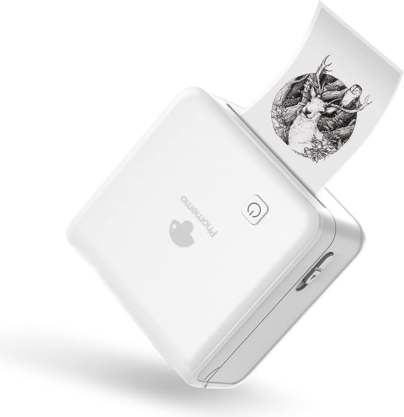 Impresora blanca con 1 rollo de papel térmico adhesivo blanco