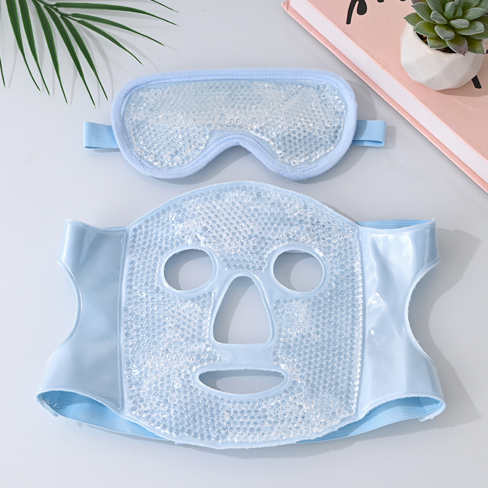 ice mask-blue eye mask-white beads