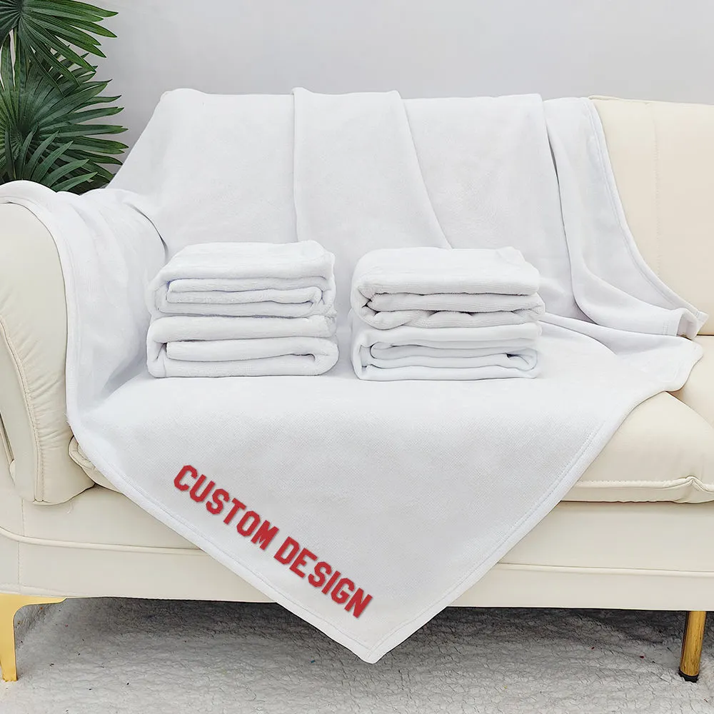 Super Soft Thick Custom Print Photo Premium White Sublimation Digital Transfer Blank Blanket Sherpa Fleece Fluffy Throw Blanket
